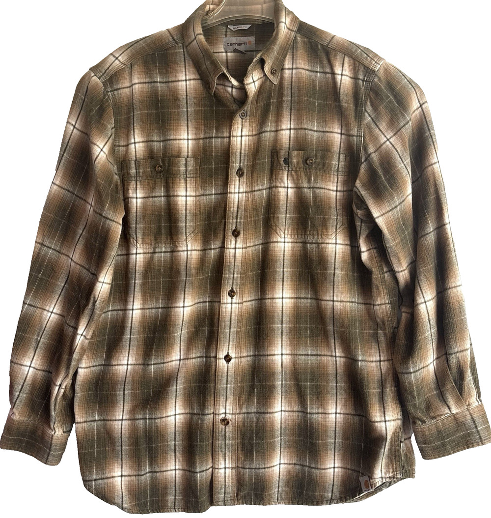 Carhartt Loose Fit Flannel Plaid Shirt Size L Long sleeve Pockets